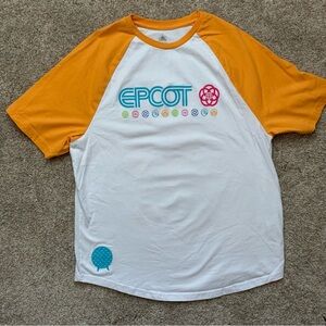 Epcot Disney Park Exclusive Retro Raglan Orange/White Shirt Size L Like-New